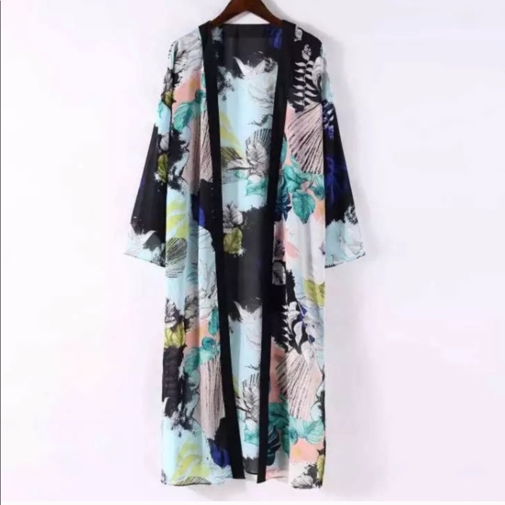 Boho Sheer Palm Print Kimono